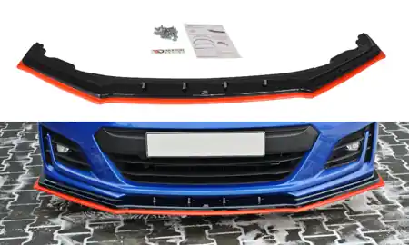 Tovární Cena Maxton Design Spoiler předního nárazníku Subaru BRZ Facelift V.4 - černý lesklý lak + červená SU-BRZ-1F-FD1G+FD1RRED