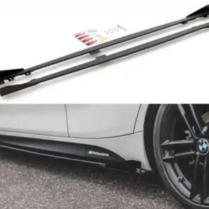 Akční Cena Maxton Design Zesílené prahové lišty s křidélky Racing BMW M135i / M140i F20 V.2 - červeno-černá BM1F20FMCNC-SD2BRB+SRF1G