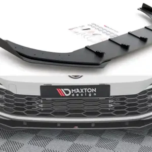Novinka Maxton Design Zesílený spoiler předního nárazníku s křidélky Racing VW Golf VIII GTI - červeno-černá VWGO8GTICNC-FD1BRB+FSF1G