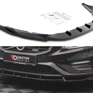 Přímo Od Výrobce Maxton Design Spoiler předního nárazníku Volvo S60 Mk2 R-Design V.1 - černý lesklý lak VO-S60-2-RDESIGN-FD1G