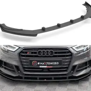 Horká Nabídka Maxton Design Spoiler předního nárazníku s křidélky Street Pro AUDI S3 8V Sportback Facelift - červeno-černý AUS33FSBCNC-FD1BRB+FSF1G