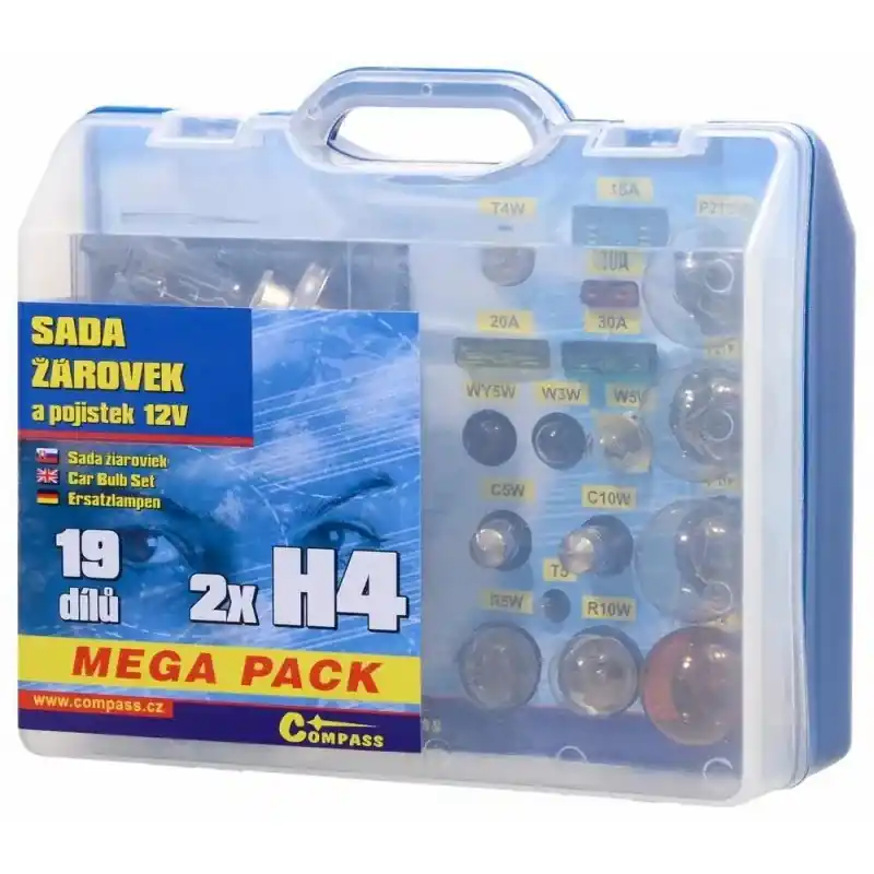 Aktuální Žárovky 12V servisní box MEGA H4+H4+pojistky