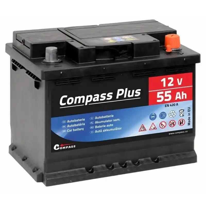 Autobaterie COMPASS PLUS 12V 55Ah 420A Oblíbený