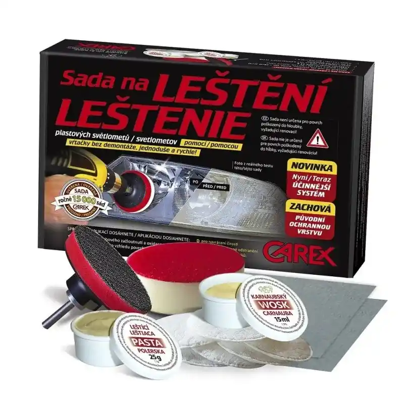 CAREX - sada na LEŠTĚNÍ a ochranu povrchu světlometů Jen Po Omezenou Doba