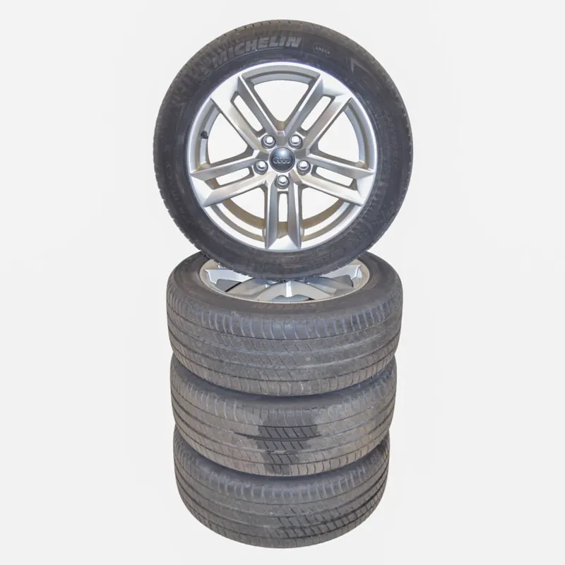 Výprodej AUDI A4 8W0 sada kol s pneu 225/50 R17 7,5Jx17H2 ET388W0601025E8Z8 - poškozené pneu
